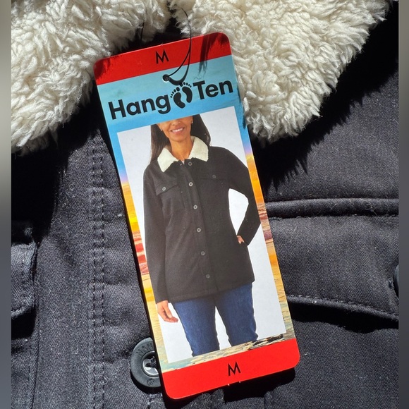 Hang Ten Black Jacket with Cream Sherpa Collar - Picture 2 of 5